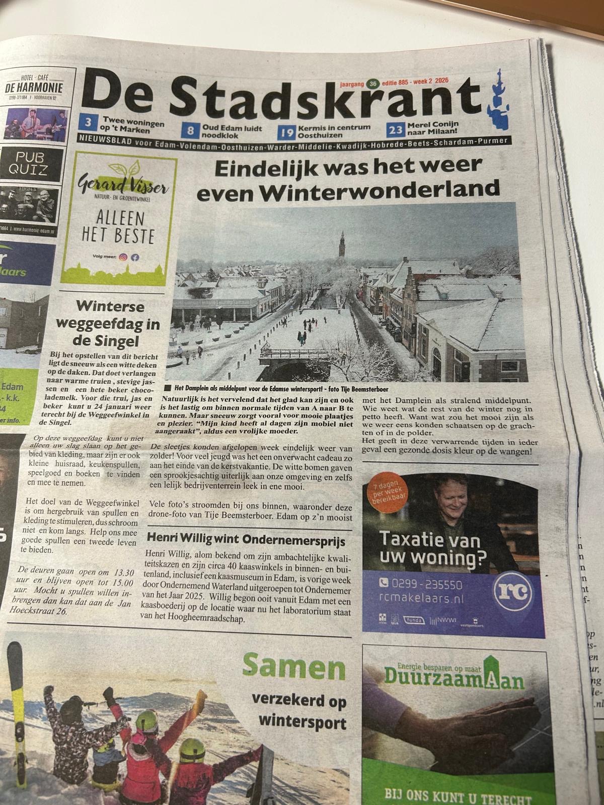 Damplein in de sneeuw — De Stadskrant